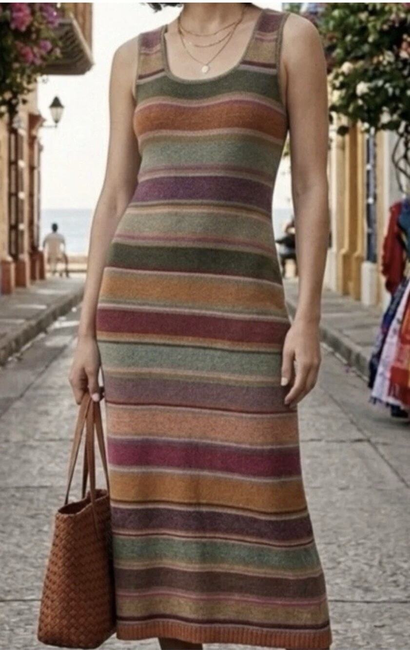 Peruvian Connection Kaffe Fassett Chloe Knit Tank Maxi Dress XL